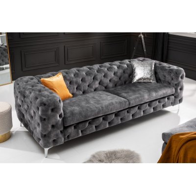 Sofa Modern Barock 240 cm szara aksamitna
