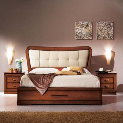  SOGINI włoskie  drewniane podwójne łóżko tapicerowane ekoskóra