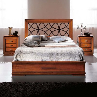  SOGNI włoskie  drewniane podwójne łóżko z pojemnikiem i zagłówkiem
