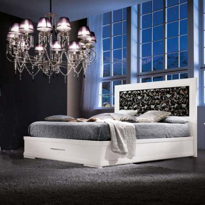  SOGNI włoskie  drewniane podwójne łóżko z zagłówkiem tapicerowanym