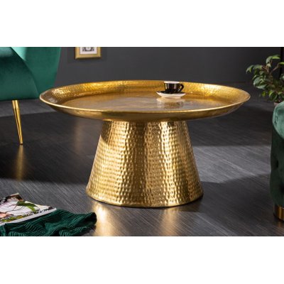 Stolik kawowy orient fi 65 cm , metal młotkowany, kolor złoty