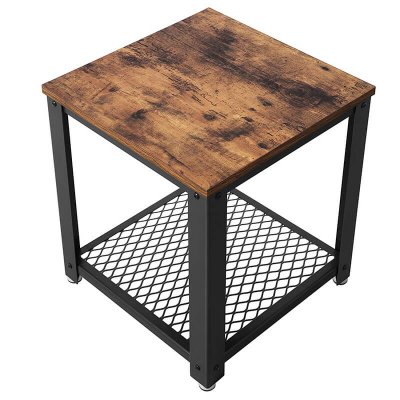 INDUSTRIAL metalowy stolik czarny z półką w stylu Vintage