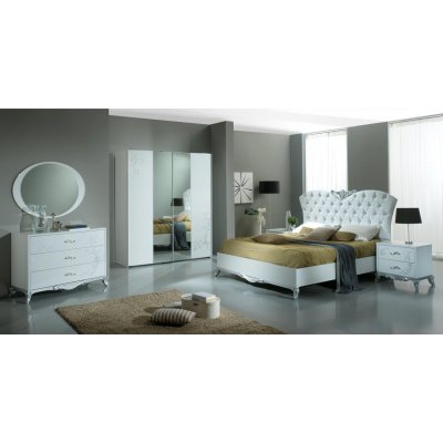 sypialnia włoska DANIELA w kolorze białym, wysoki połysk, nowoczesna klasyka