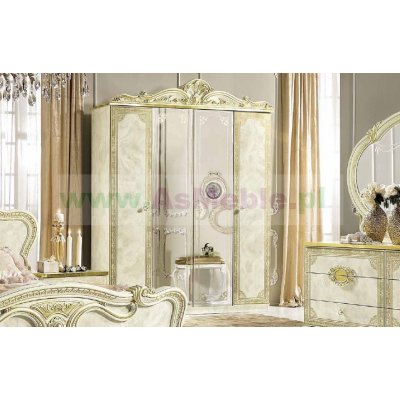 Leonardo - szafa 4/D z lustrami, włoskie meble stylowe do sypialni