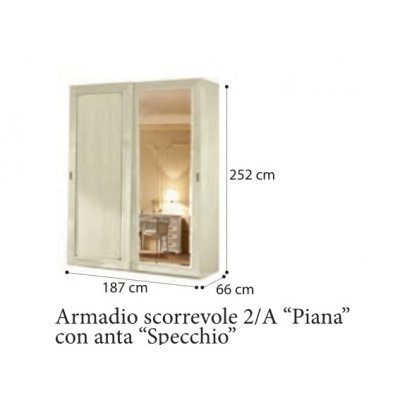 TORRIANI Avorio - szafa 2/D z drzwiami  przesuwnymi i 1 lustrem 