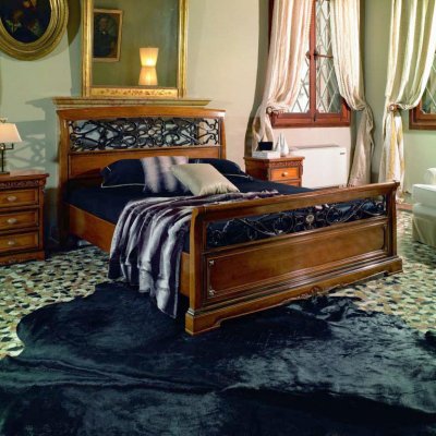  VILLA - włoskie drewniane podwójne łóżko